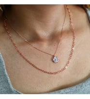 Mini Kalp Çiçek Kolye (Rose - Gold)