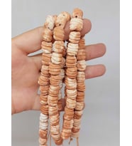 Kahverengi Pigmentli Tırtıklı Mat Seramik Boncuk Dizi 10-12mm/24cm (54224)