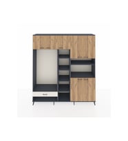 Hyperion Dolap 11 Raflı Tek Çekmeceli 7 Kapaklı 220x44x243 Antrasit-Çam/Aytaşı