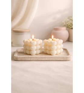 2'li Kalpli Doğal Soya Bubble Mum Romantik Kokulu Mum