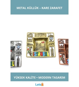 İstanbul Temalı Şık Metal Küllük, Modern ve Dayanıklı Tasarım