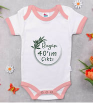 BK Kids 40'ım Çıktı Tasarımlı Pembe Bebek Body Zıbın-1