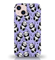 Apple iPhone 13 Mini Uyumlu Lansman Kılıf Panda Tasarımlı İçi Kadife Kapak-Lila (Şeffaf)