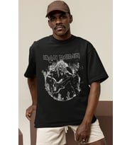 Tasarım Iron Maiden Rock Metal Müzik Grubu Baskılı Unisex Oversize Tişört