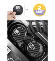 Fiat Idea Karbon 7 cm Bardak Altlığı 2 Adet Fiat Amblemli Idea  Yazılı Spor Şıklığı İçin