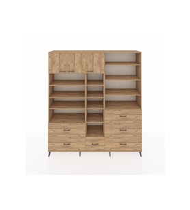Hyperion Dolap 17 Raflı 6 Çekmeceli 3 Kapaklı 220x44x243 Çam-Çam/Çam