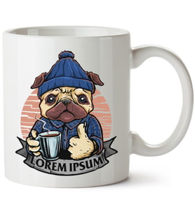 Köpek Baskılı Porselen Kupa Bardak