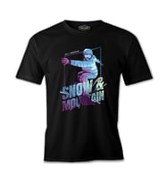 Snowboarding and Mountains Siyah Erkek Tshirt