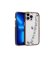 Apple iPhone 13 Pro Max Uyumlu Kılıf Taş Süslemeli Kamera Korumalı El Tutamaçlı Zore Blazer Kapak (Siyah)