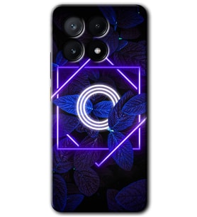 Poco x6 Pro Kılıf HD Desen Baskılı Kılıf - Dark Neon Yaprak O Harfi