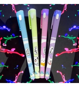 VIP 6 PCS INVİSİBLE INK PENS UV LED LİGHT 6 ADET MOR IŞIKLI GÖRÜNMEZ KALEM FİGÜRLÜ IŞIKLI KALEM