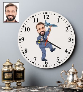 Kişiye Özel Pilot Tasarımlı Karikatür Duvar Saati 102