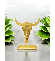 Boynuzlu Kafatası Dekoratif Obje (Gold)