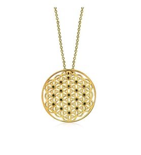 925 Ayar Ggümüş Yaşam Çiçeği Kolye (Gold)