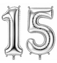 15 Rakam Folyo Balon Gümüş Rengi (36 cm)
