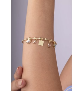 Opal Taşlı Altın Kaplama Kadın Çelik Charm Bileklik