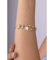 Opal Taşlı Altın Kaplama Kadın Çelik Charm Bileklik