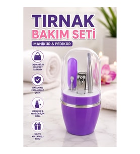 Mor Manikür ve Pedikür Bakım Seti – Şeffaf Kapaklı Taşınabilir Kişisel Bakım Kiti