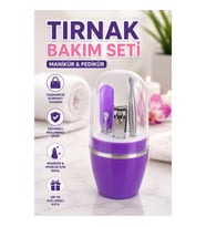 Mor Manikür ve Pedikür Bakım Seti – Şeffaf Kapaklı Taşınabilir Kişisel Bakım Kiti