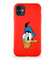 Apple iPhone 11 Soft Premier Kapak Donald Duck-A Tasarımlı Silikon Kılıf - Kırmızı (Şeffaf)