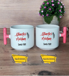 Yönetici Asistanı Kupa Bardak T Pembe Kulplu Kişiye Özel Hediye