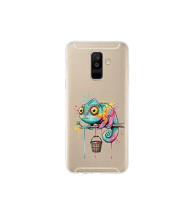 Samsung Galaxy A6 Plus (2018) ile Uyumlu Splash Bukalemun Tasarımlı Şeffaf Silikon Kılıf