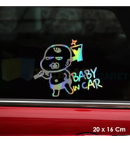 Baby In Car Arabada Bebek Var Hologram Oto Sticker Cam Araba Yapıştırma Çıkartma Etiket 20 X 16 Cm