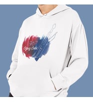 Kişiye Özel Bordo Mavi Baskılı Kapşonlu Beyaz Unisex Sweatshirt HK2162