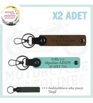 Motorcuya Armağan, İsim Plaka ve 0 Rh (+) Yazılı Kişiselleştirilen x2 Anahtarlık, Kahve-Turkuaz-Ysl (Çok Renkli)