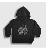 Presmono Unisex Çocuk Siyah Night Camper Kamp Kapüşonlu Sweatshirt 372312tt