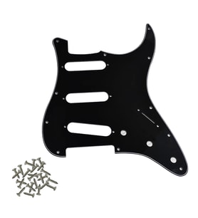 Stratocaster ST Kasa Elektro Gitar Pickguard 3 Katmanlı 11 Delikli Düz Siyah