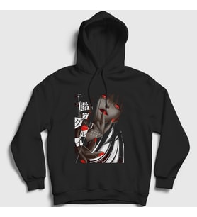 Presmono Unisex Beyaz Yumeko Anime kakegurui Kapüşonlu Sweatshirt 240173tt (Siyah)