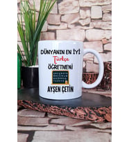 Dünyanın En İyi Türkçe Öğretmeni Baskılı Kişiye Özel Öğretmenler Günü Kupa Bardak
