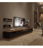 Decoraktiv Trendstyle 270RS Slm Tv Ünitesi Tv Sehpası - Ceviz Siyah (Siyah - Ceviz)