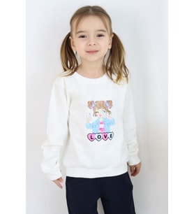 Breeze Kız Çocuk Sweatshirt Kız Baskılı 1.5-5 Yaş, Ekru