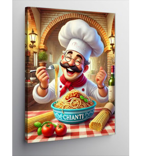 Kanvas Tablo Şef Ve İtalyan Pizza Afişi