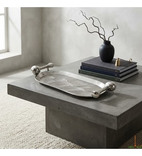 MUSHROOM SILVER DEKORATİF TEPSİ 46X20X6