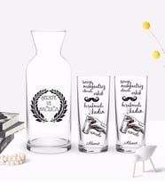 BK Gift Kişiye Özel Renkli Baskılı Sevgi Menfaatsiz Olmalı Tasarımlı İkili Rakı Bardağı ve Karaf Hediye Seti-1 (Model 1)