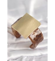 Kahverengi Mermer Desen Akrilik Plastik Gold Kare Plaka Model Vintage Kadın Bilezik TJ-BB6682