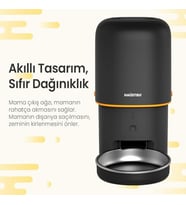 Haustier Pf02 Akıllı Otomatik Mama Kabı, App-Wifi Uzaktan Kontrol, 4Lt Hazne, Metal Kase (Siyah)