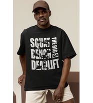 Tasarım Squat Bench Deadlift Fitness Bodybuilding Sporcu Baskılı Unisex Oversize Tişört