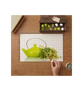Papatyalar- Çaydanlık- Bitki Çayı Tasarımı 240 parça Ahşap Puzzle Ahşap Kutuda MP00017