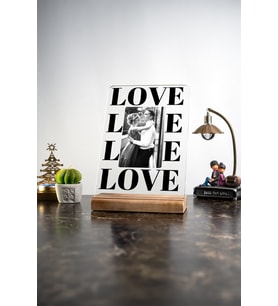 LOVE Fotoğraflı Kişiselleştirilebilir Masa Dekouru Dekoratif Ahşap Obje
