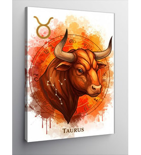 Kanvas Tablo Boğa Ve Burç İllüstrasyonu (Taurus)