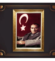 Altın Varaklı Çerçeveli Paspartulu Atatürk Tablo z5093 (Gold)