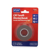 Kraf Çift Taraflı Montaj Bandı 19X1,5M Kırmızı İç mekan