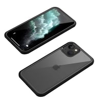 iPhone 13 Mini Kılıf Dor Silikon Temperli Cam Kapak (Siyah)