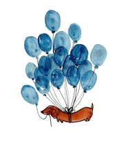Dachshund Köpek Ve Balonlar Tablo Ahşap Poster Dekoratif