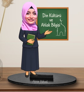 Kişiye Özel Kadın Din Öğretmeni Tasarımlı  Karikatür Biblo 290