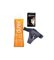 Durex Play Sıcak Dokunuş Bay Bayan Uyarıcılı Jel 100 ml + Siyah Deri Strap-On Kemeri + Hediye
